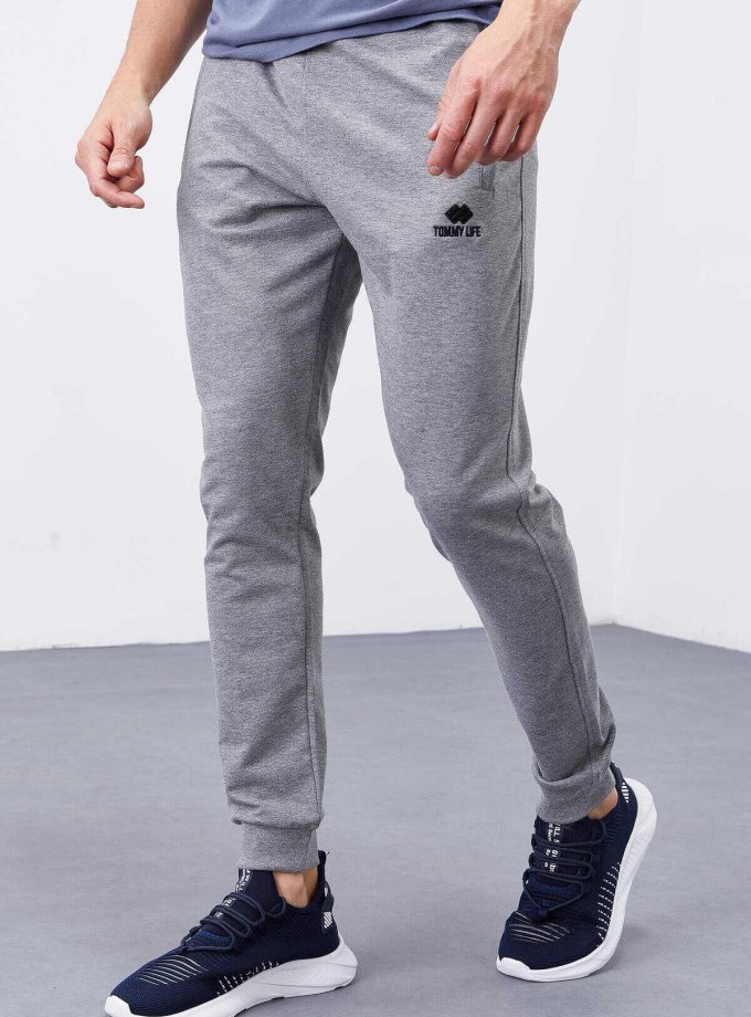 Tommylife Gray Melange Zippered Pocket Slim Fit Jogger Men's Sweatpants - 84343